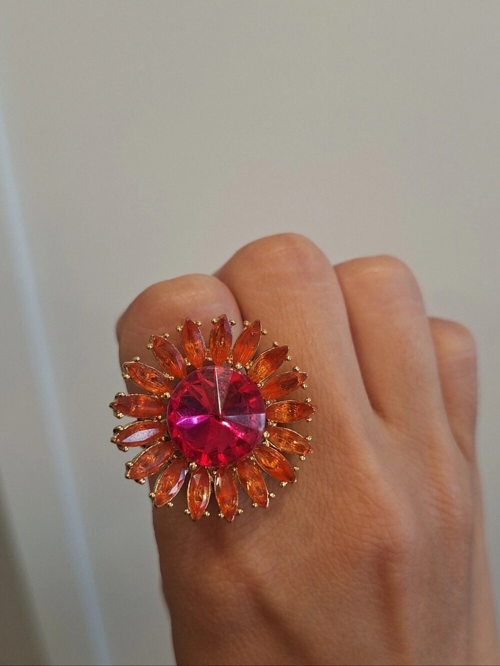 Kate Spade Pink & Orange Flower Ring EUC - Picture 2 of 4